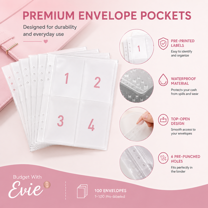 Budget with Evie™ 100 Envelope Saving Challenge Binder